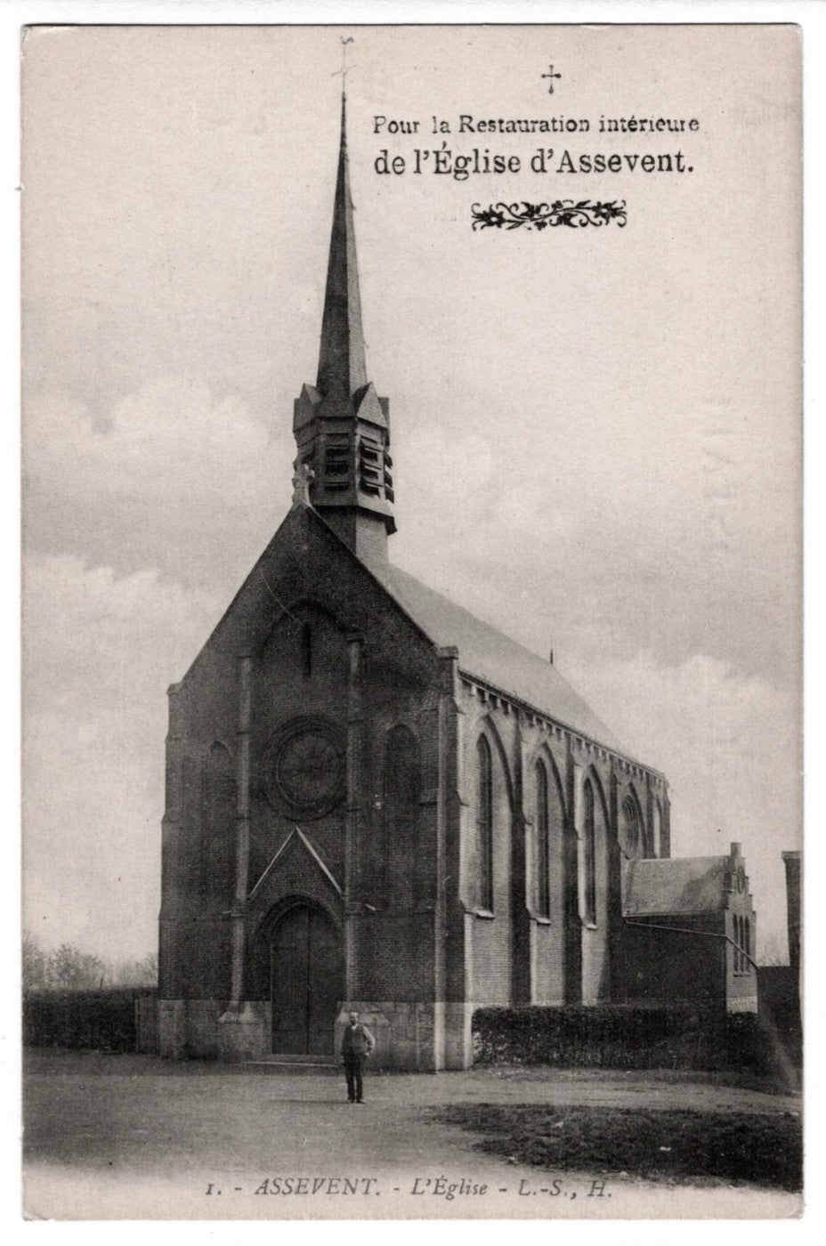 1910s Assevent Church Restoration Fund Appeal France Vintage Postcard.