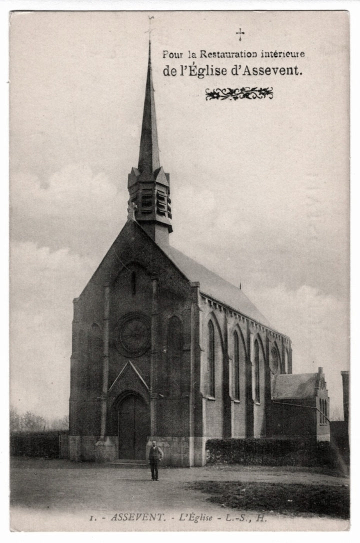 1910s Assevent Church Restoration Fund Appeal France Vintage Postcard.