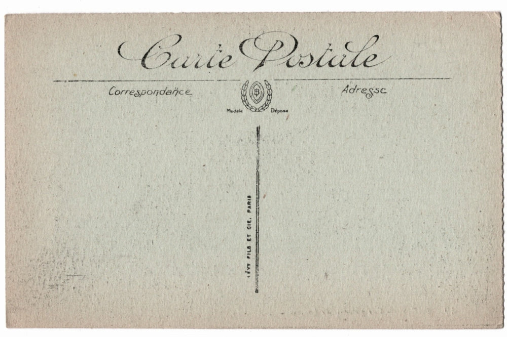 Vintage postcard with text and a logo on buff.