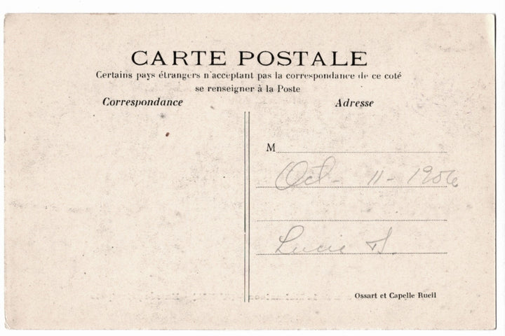 Vintage French postcard with printed text and address fields .