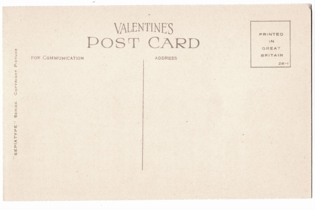 Back view unposted postcard.