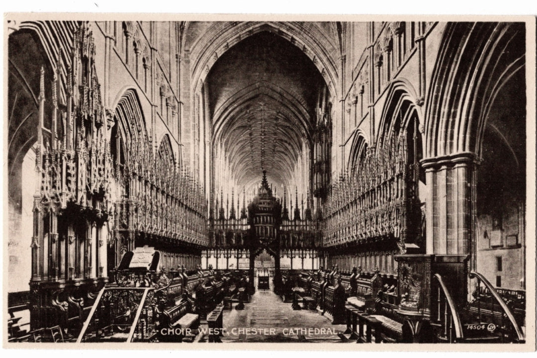 Interior of Chester Cathedral with high vaulted ceilings.