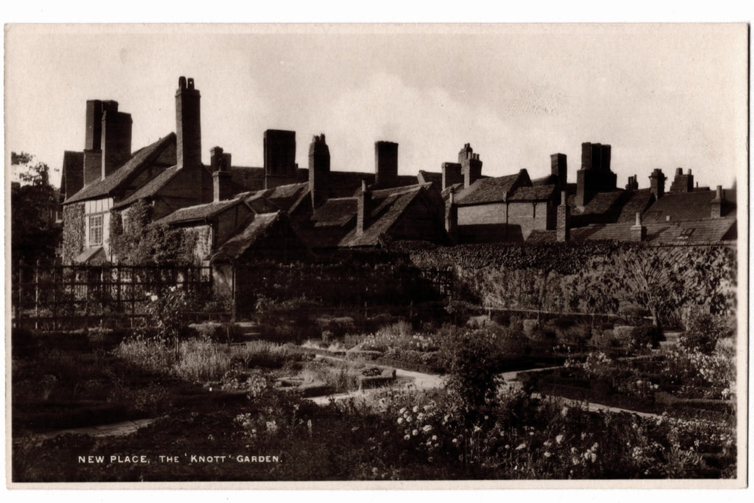 1920s New Place The Knott Garden Stratford-upon-Avon Shakespeare Birthplace Vintage Postcard.