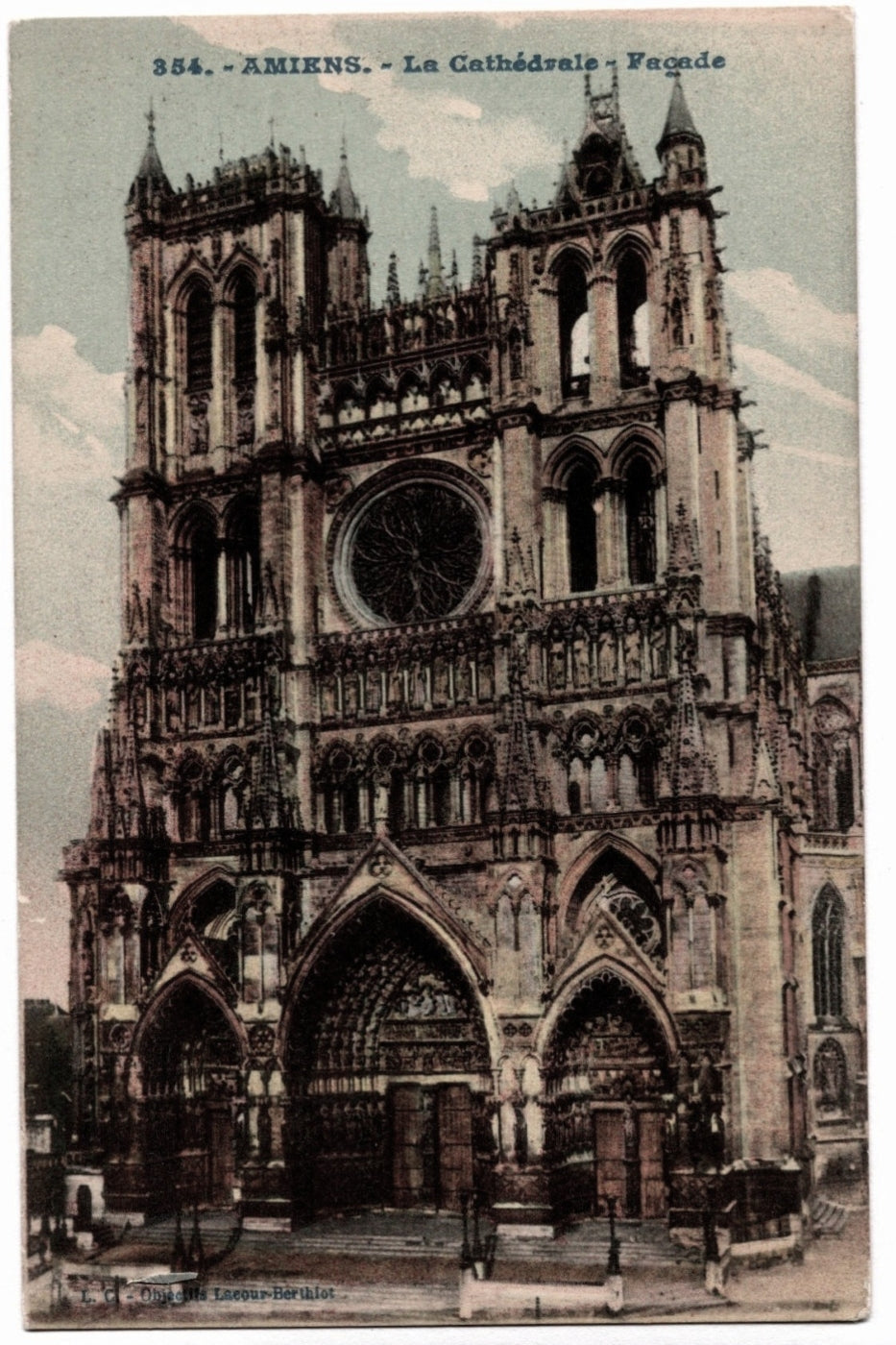 1910s Amiens Cathedral Facade France Vintage Postcard,