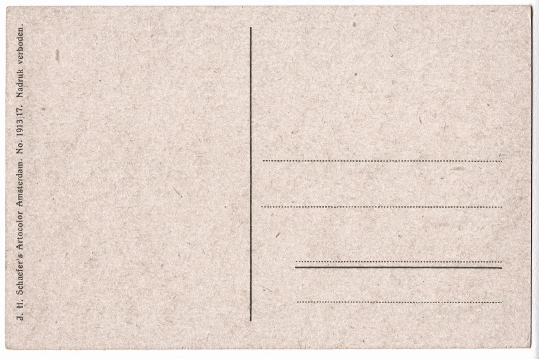 Beige textured postcard with a line for writing address.