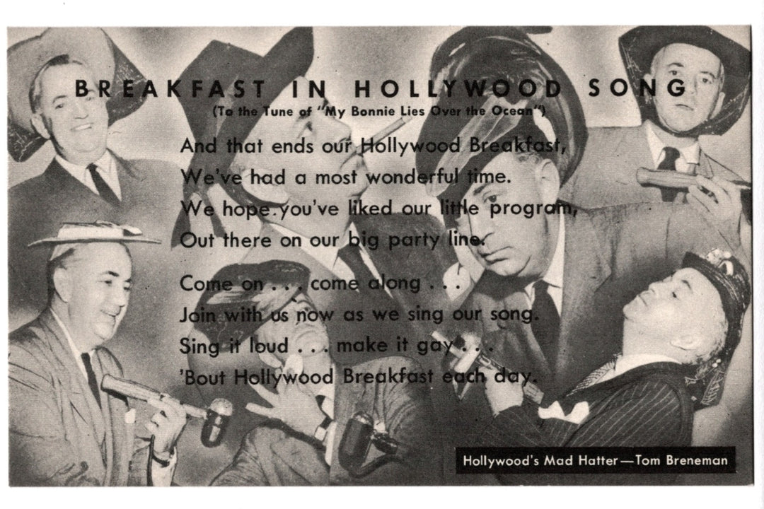 1945 Tom Breneman Breakfast in Hollywood Song Vintage Postcard.