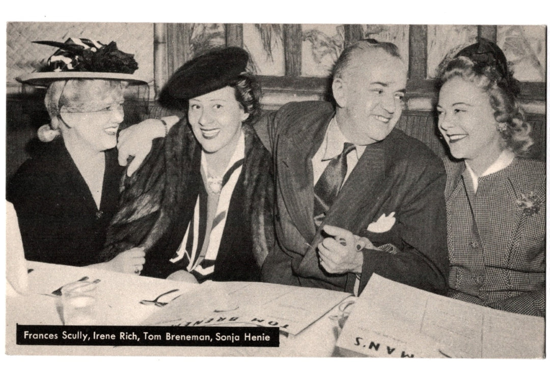1945 Tom Breneman, Sonja Henie, Irene Rich, Frances Scully Vintage Postcard.