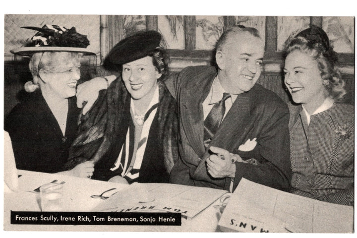 1945 Tom Breneman, Sonja Henie, Irene Rich, Frances Scully Vintage Postcard.