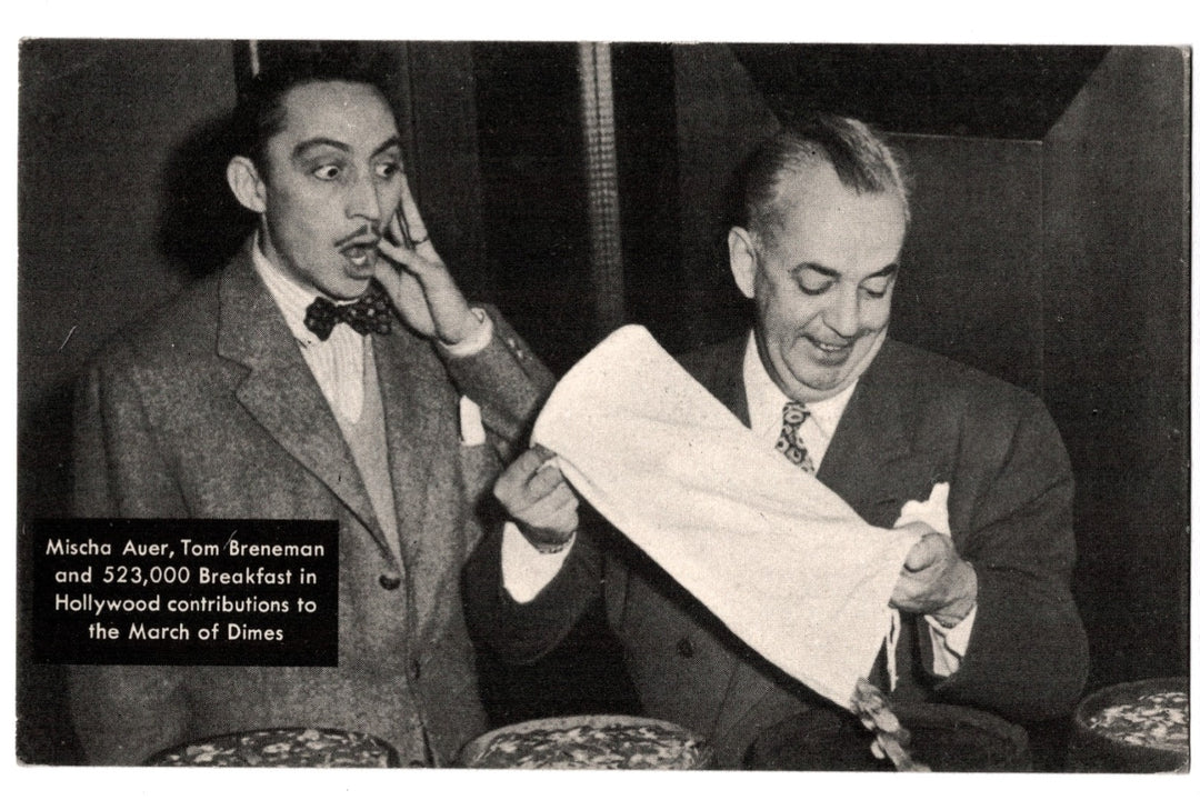 1945 Tom Breneman Mischa Auer Vintage Postcard for March of Dimes.