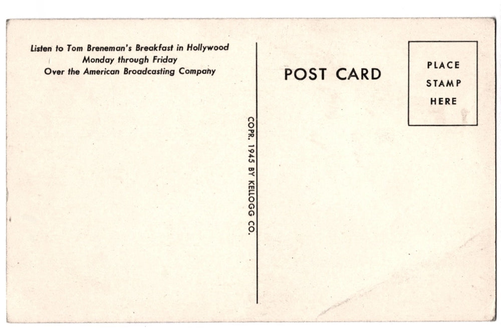 Back of vintage postvard.