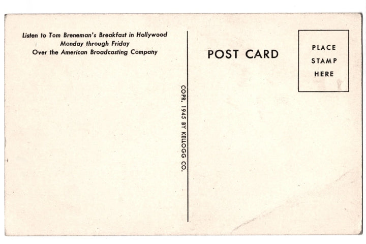 Back of vintage postvard.