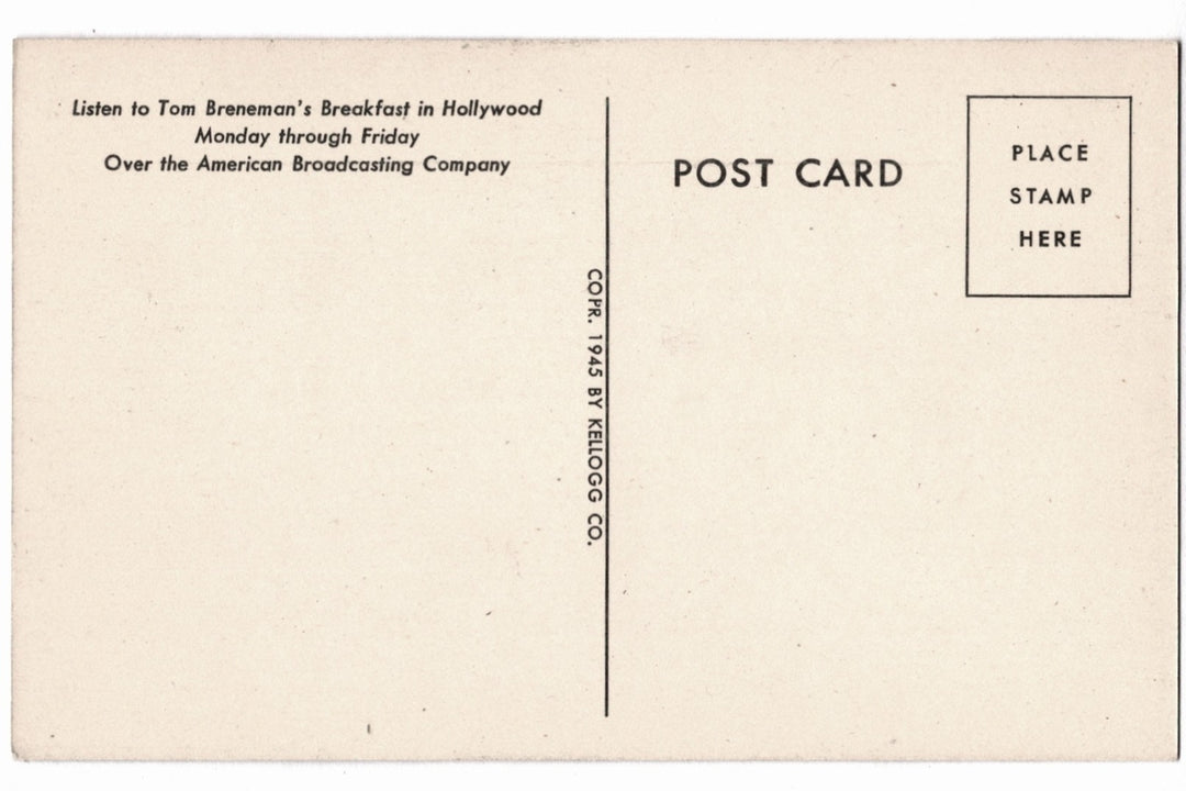 Back of vintage postcard.