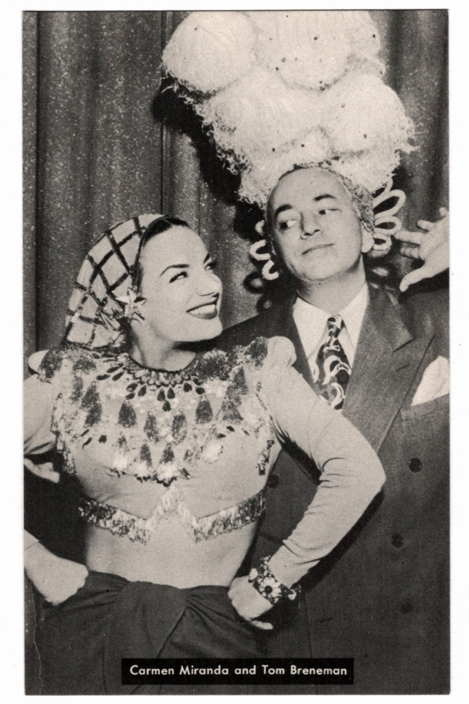 1945 Carmen Miranda and Tom Breneman Vintage Postcard.