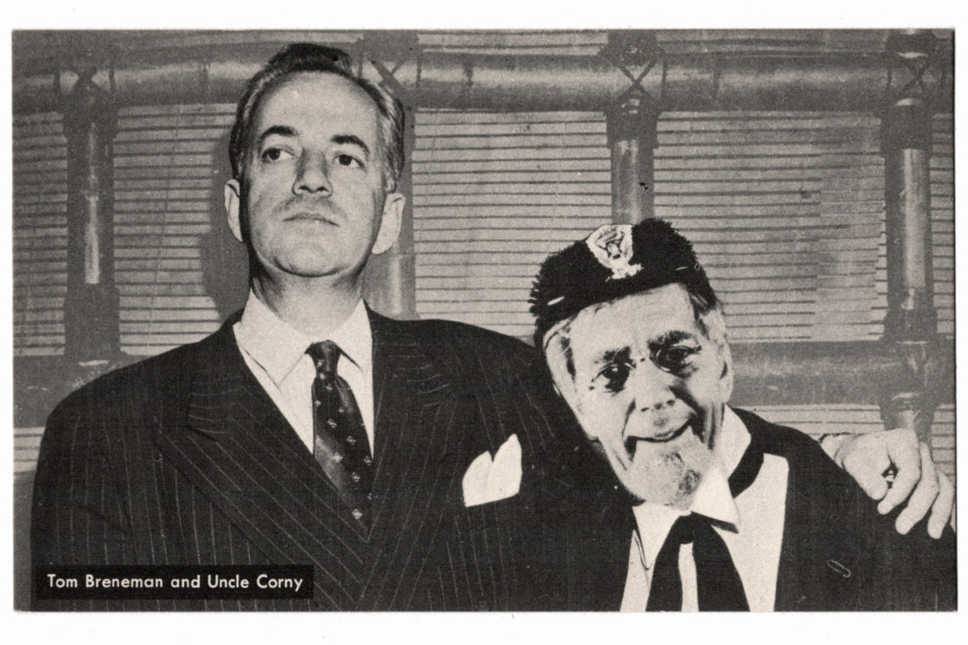 1945 Tom Breneman and Uncle Corny Vintage Postcard.