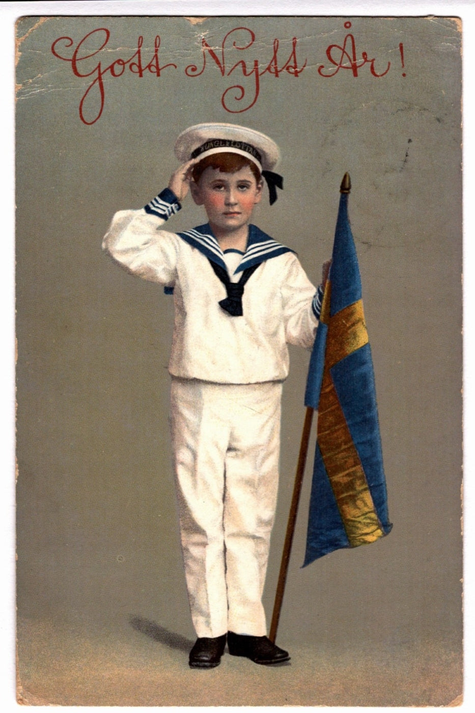 1907 Swedish Sailor Boy Gott Nytt Ar New Year Vintage Postcard.