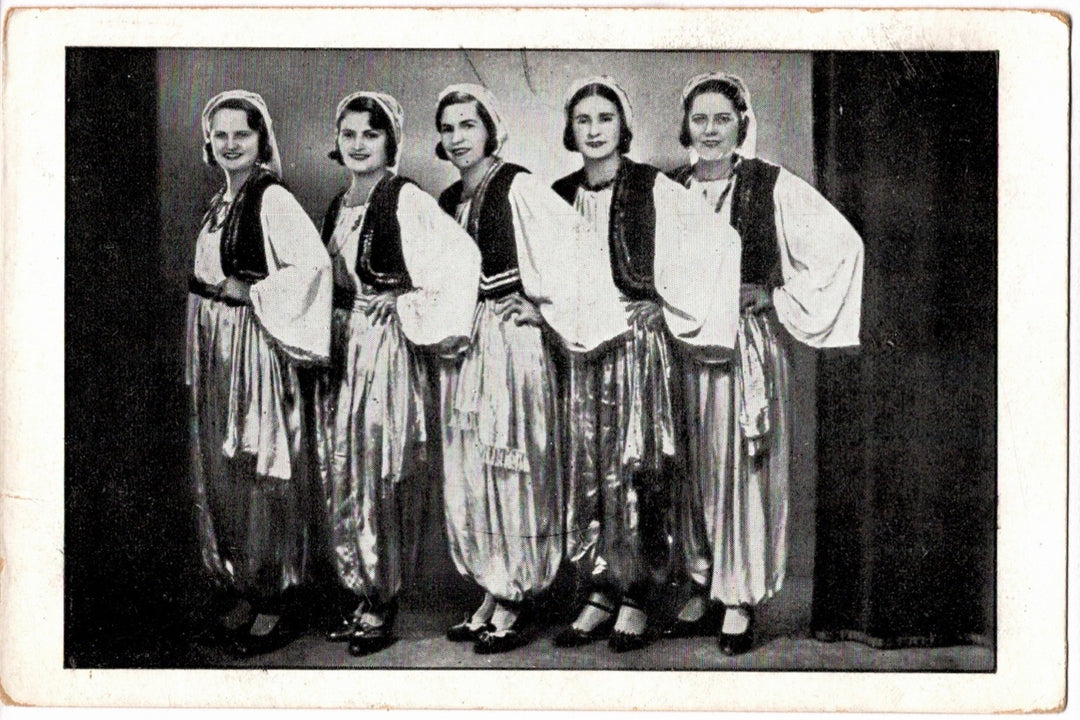 1930s Czech Band Members in Folk Dress Vintage Postcard.