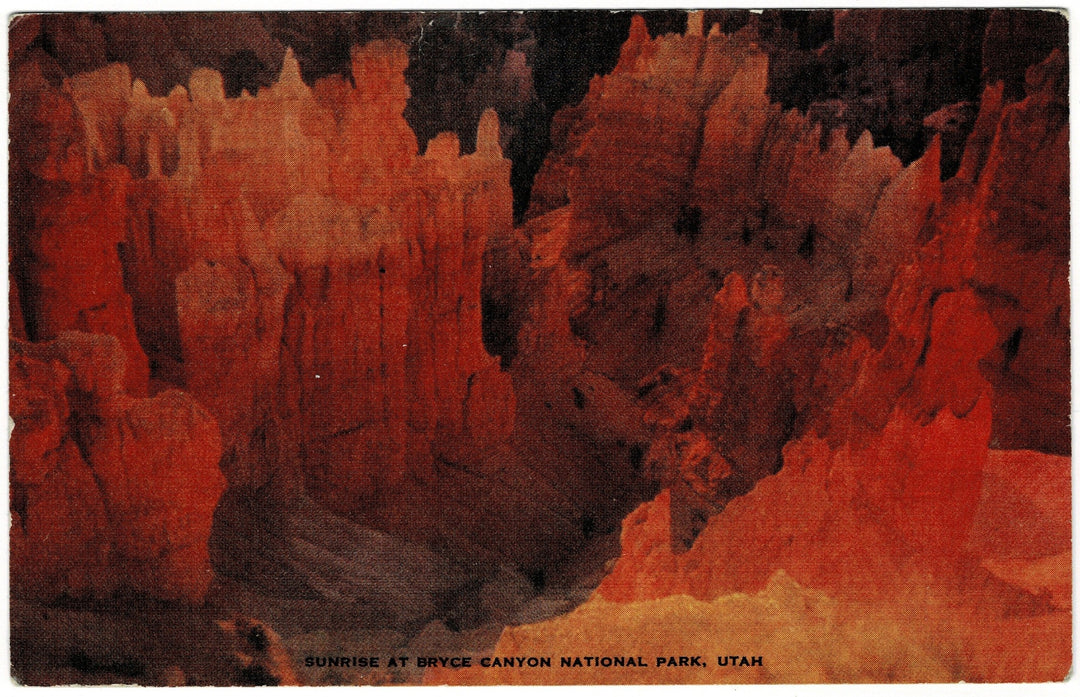 Sunrise At Bryce Canyon Utah Vintage Postcard.