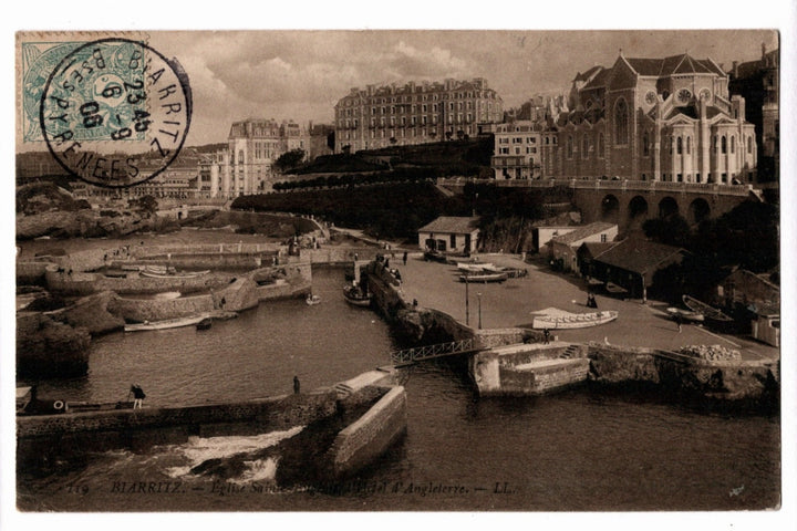 1906 Port des Pecheurs Biarritz France Postcard TVC