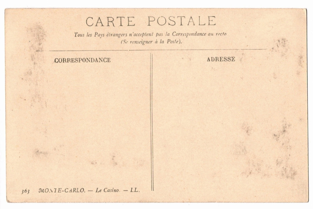 Vintage postcard back.