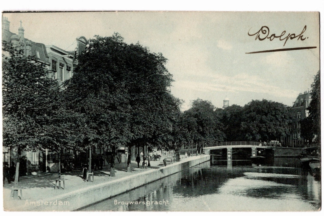 1905 Amsterdam Brouwersgracht Canal and Bridge Vintage Postcard.