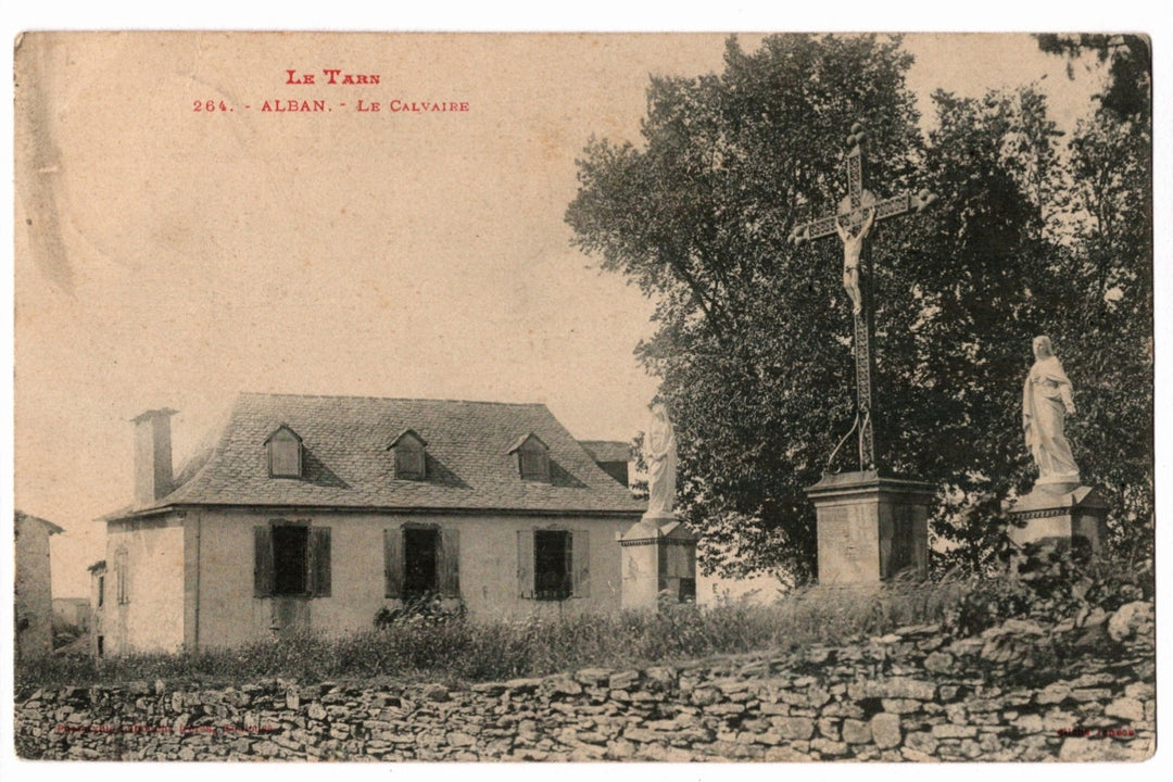 1908 Alban Le Calvaire Tarn Postcard to Paris Vintage Postcard.