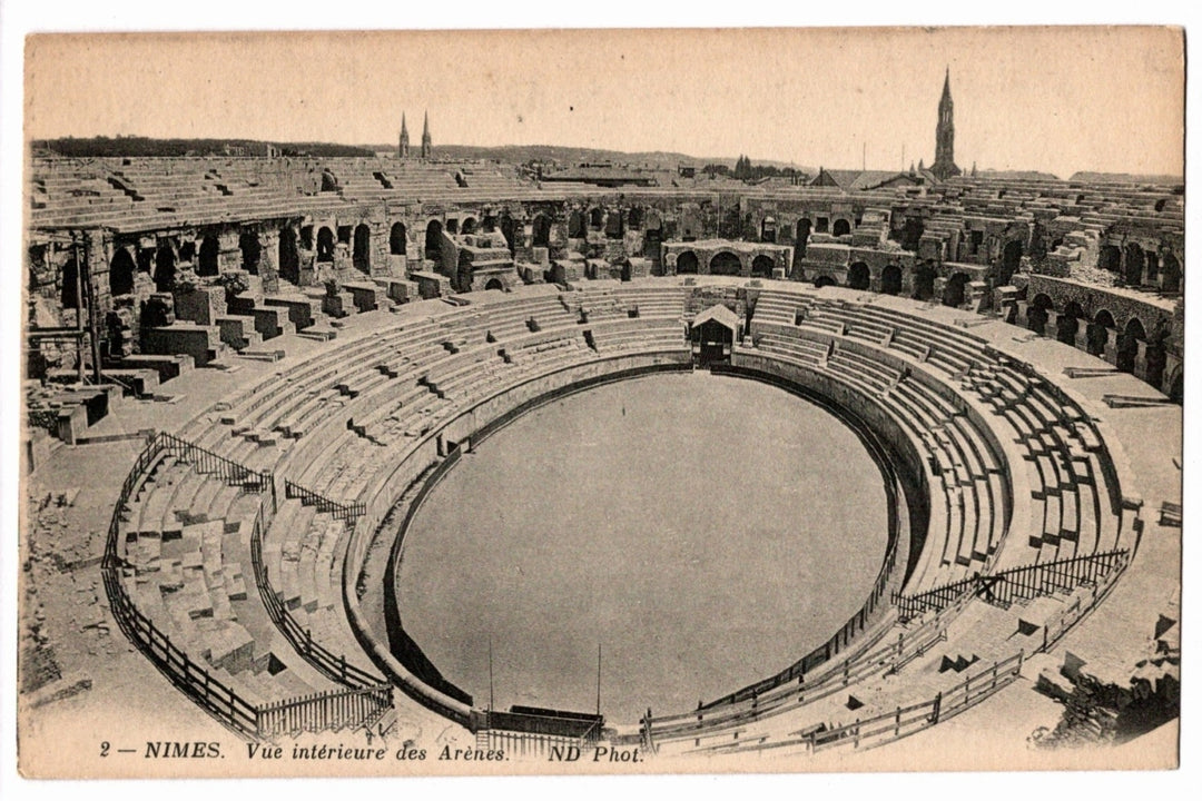 1904 Arena of Nimes France Aerial View Amphitheater Vintage Postcard.
