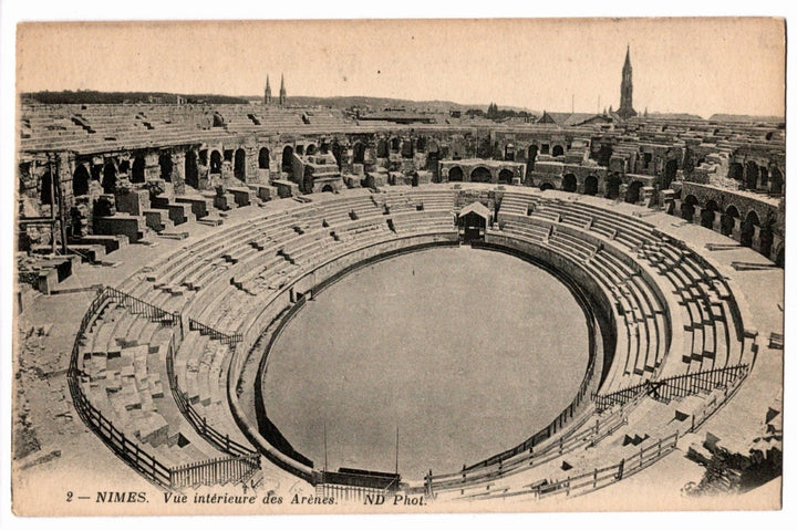 1904 Arena of Nimes France Aerial View Amphitheater Vintage Postcard.