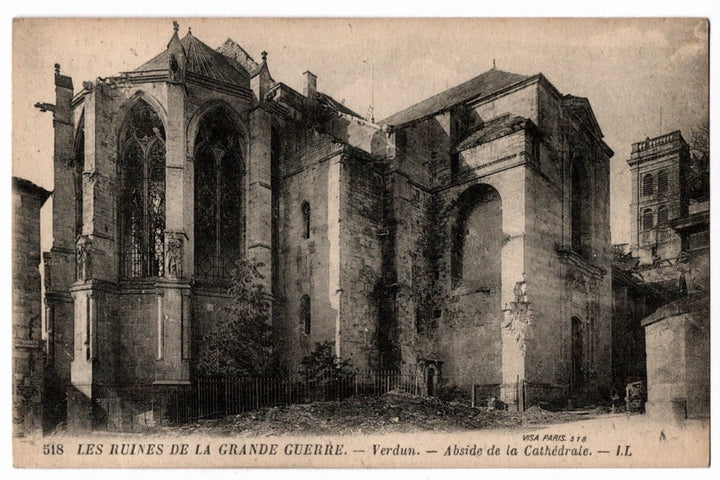 1916 WWI Ruins of the Verdun Cathedral Vintage Postcard