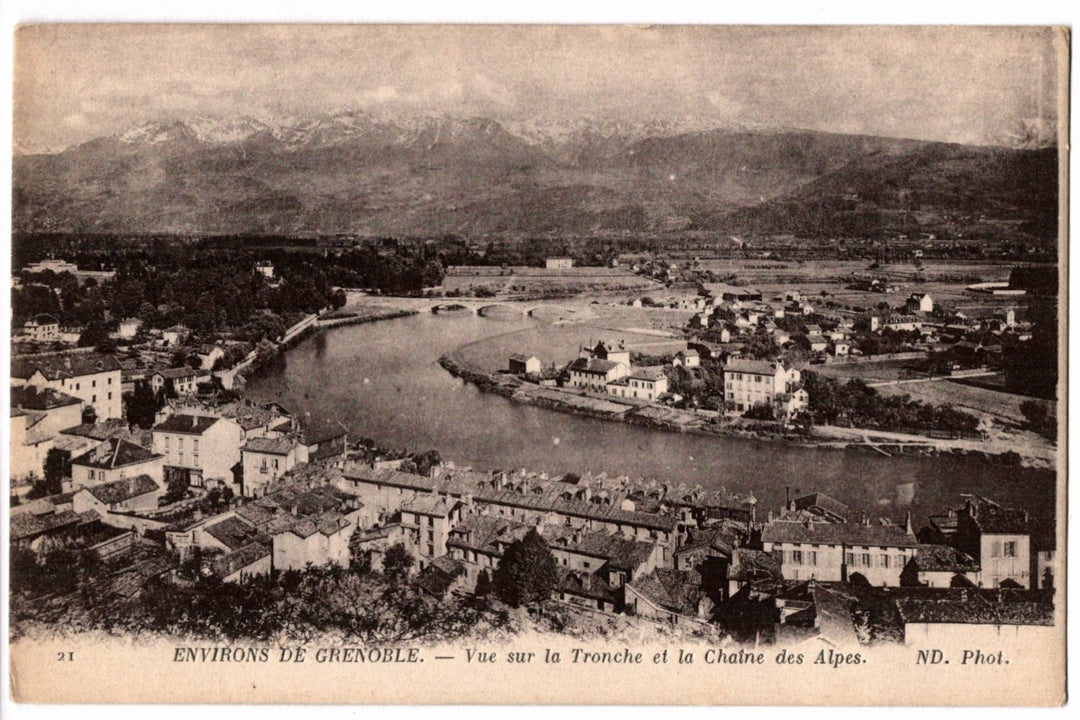 1905 Panorama of La Tronche and the French Alps Vintage Postcard.