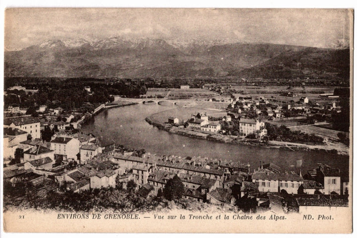 1905 Panorama of La Tronche and the French Alps Vintage Postcard.