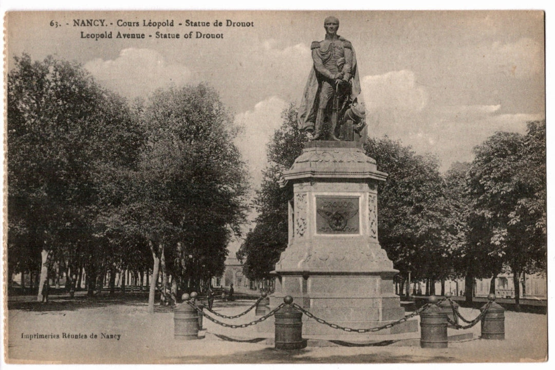 1905 General Drouot Statue Nancy France Vintage Postcard.