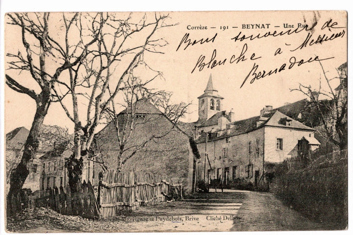 1905 Village Street in Beynat Correze France Vintage Postcard.