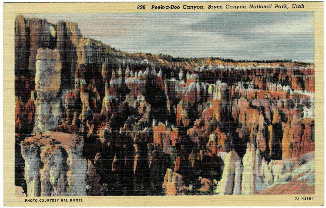 1930s Peek-a-boo Canyon, Vintage Postcard Bryce Canyon Utah.