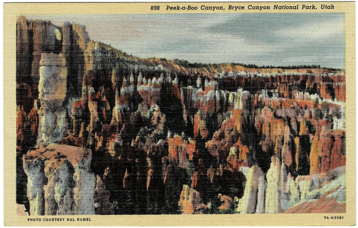1930s Peek-a-boo Canyon, Vintage Postcard Bryce Canyon Utah.