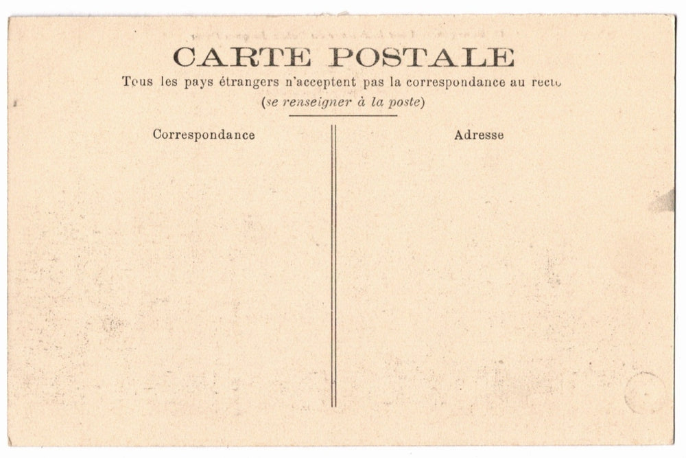 Back of a vintage French postcard with text and address fields.