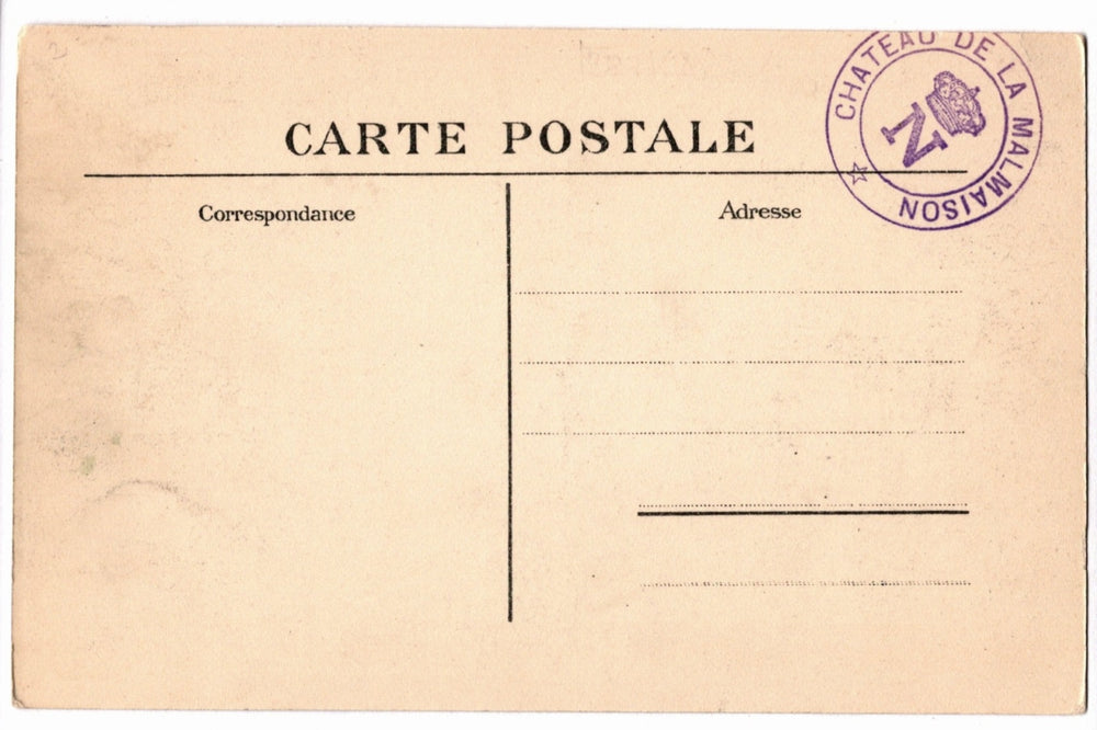 Vintage French postcard with 'Château de la Madeleine' stamp on beige background.