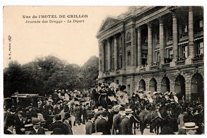 1909 Grand Carriage Race Crillon Hotel Paris France Vintage Postcard