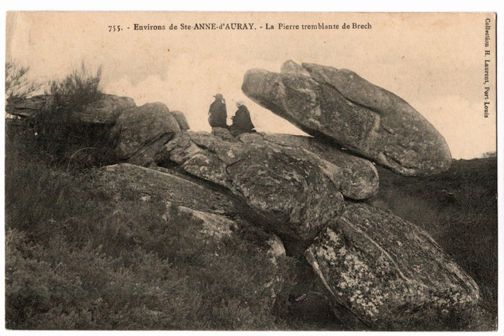 1905 Rocking Stone of Brech Brittany France Vintage Postcard.