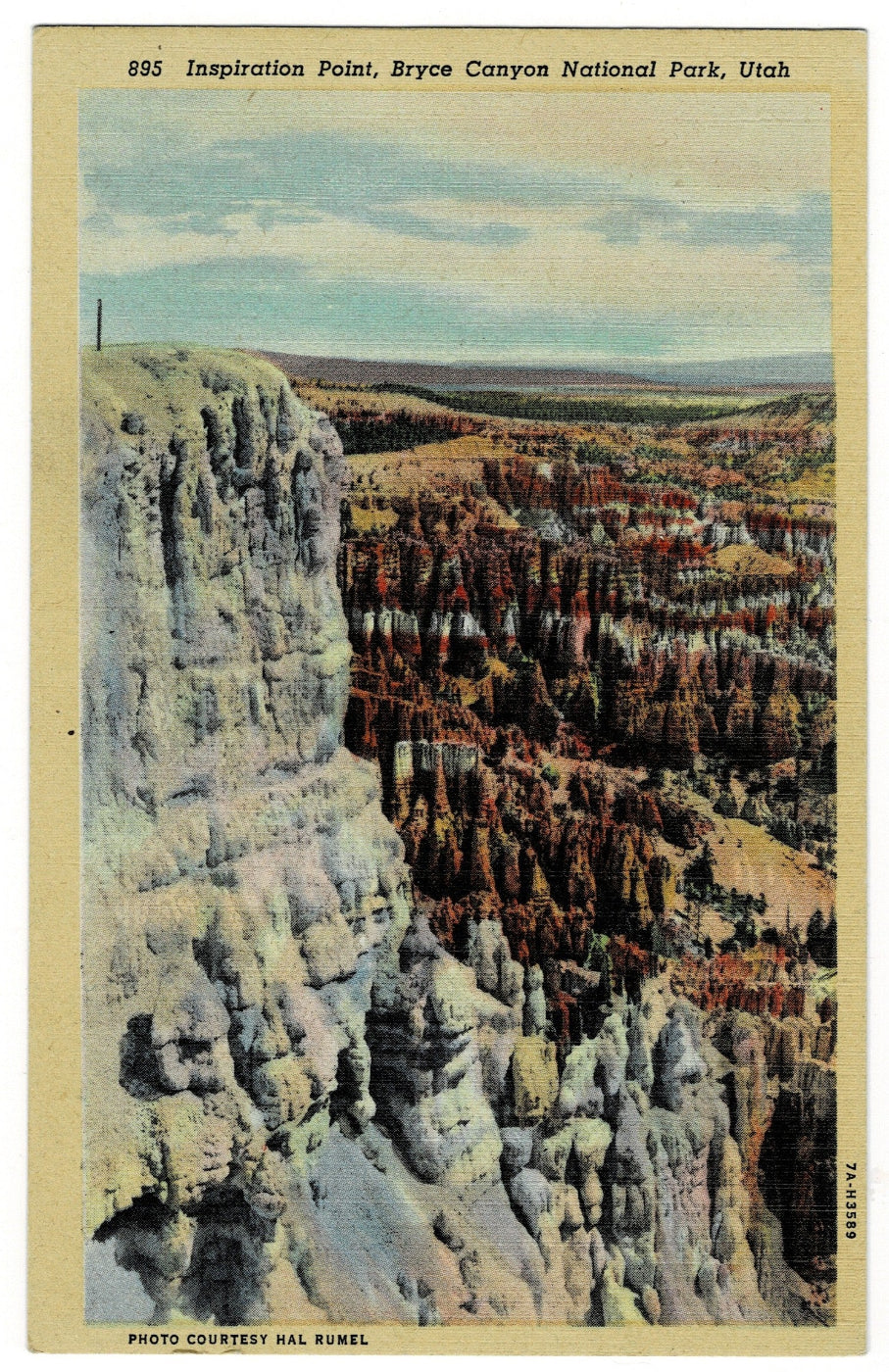 1930s Inspiration Point View of Bryce Utah Vintage Postcard.
