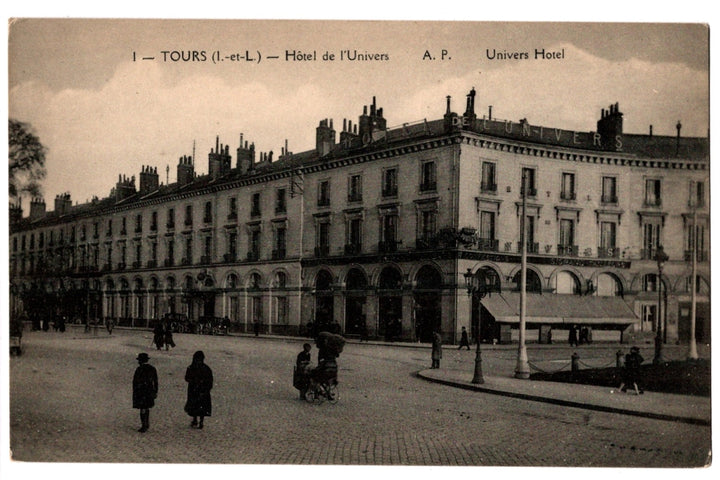 1905 Hotel de l'Univers Tours France Vintage Postcard.