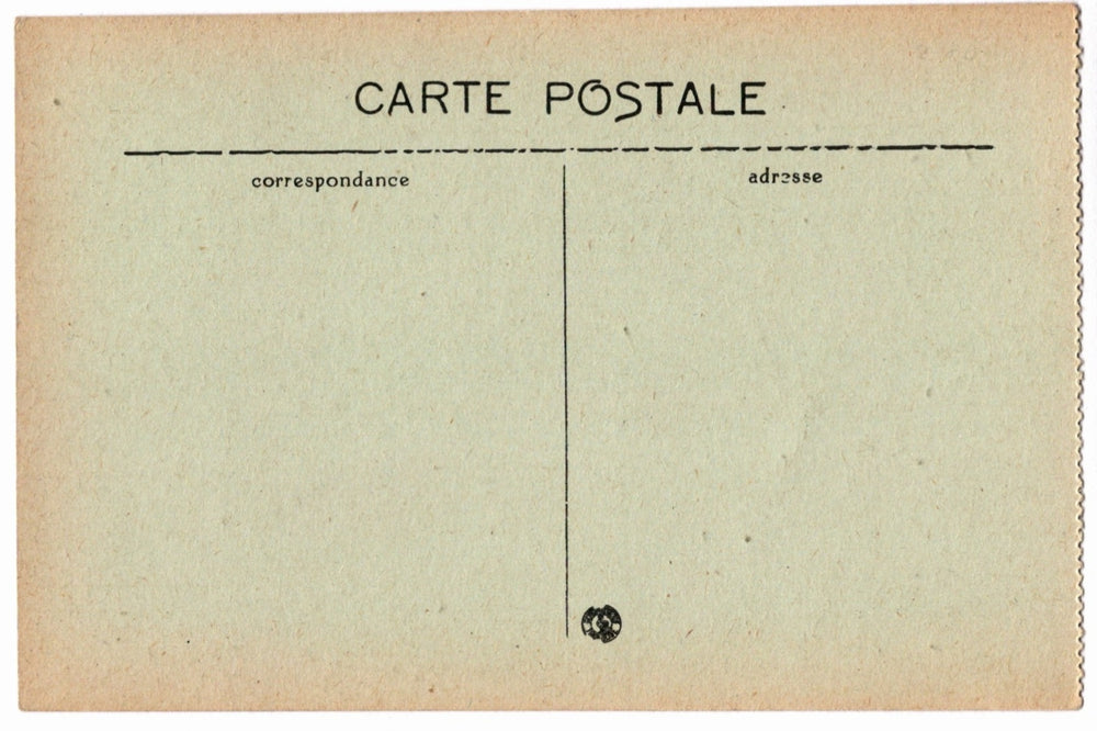 Vintage-style postcard with 'Carte Postale' text and address fields.