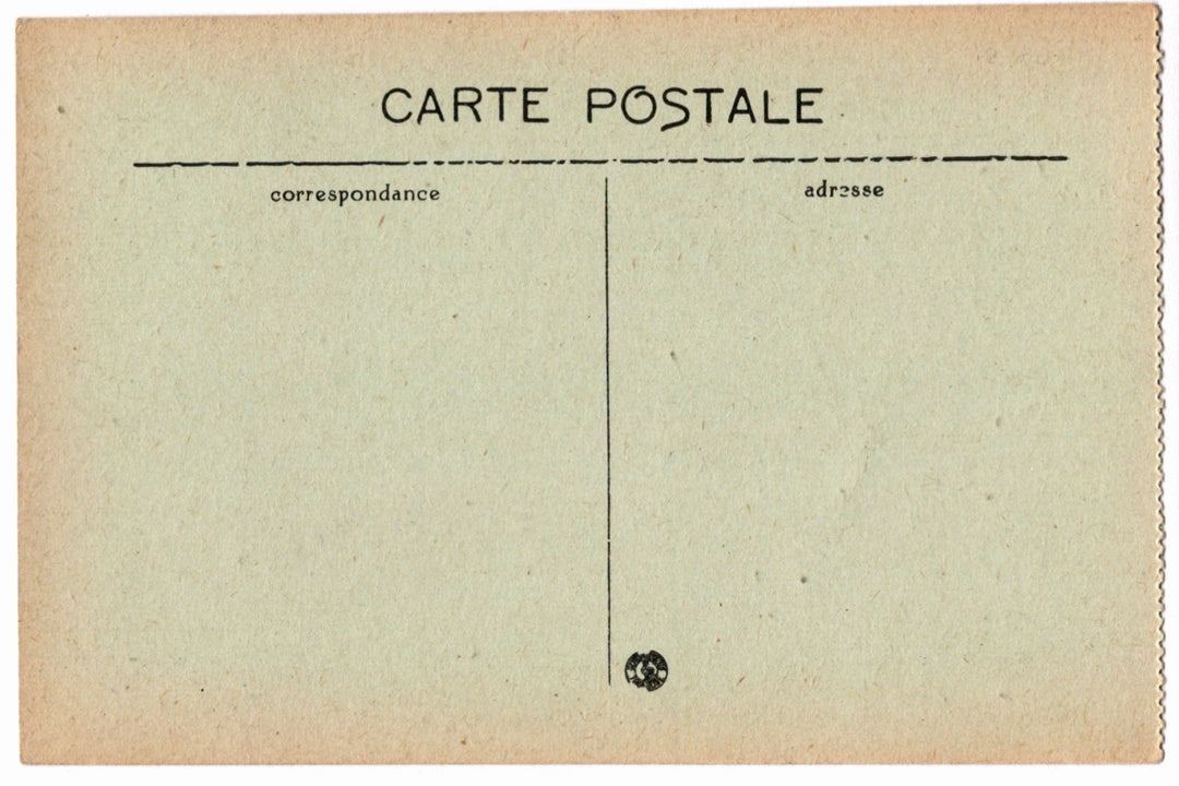Vintage-style postcard with 'Carte Postale' text and address fields.
