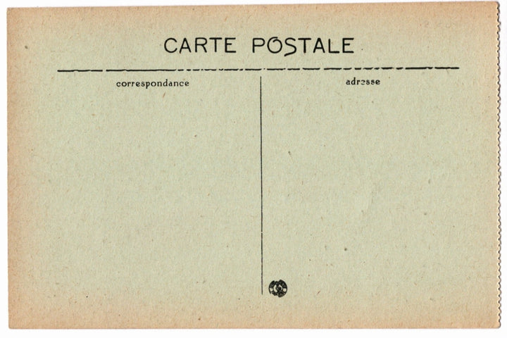 Vintage-style postcard with 'Carte Postale' text and address fields.
