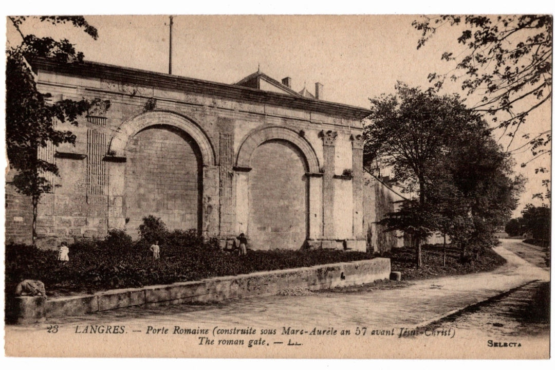 1905 Ancient Roman Gate Langres France Vintage Postcard.