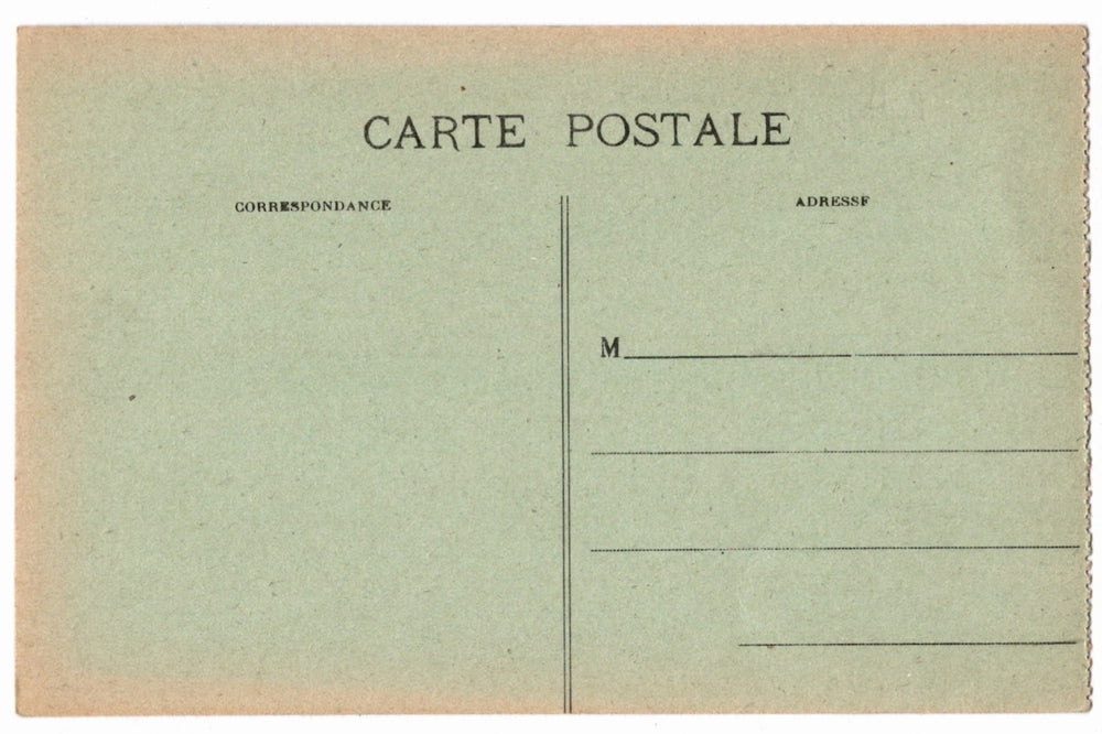 Back of a vintage postcard with text and address lines.