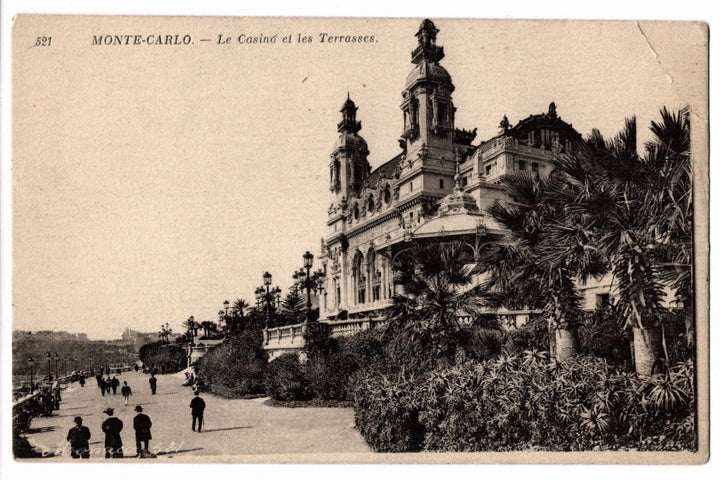 Monte-Carlo Casino and Terraces Monaco Vintage Postcard.