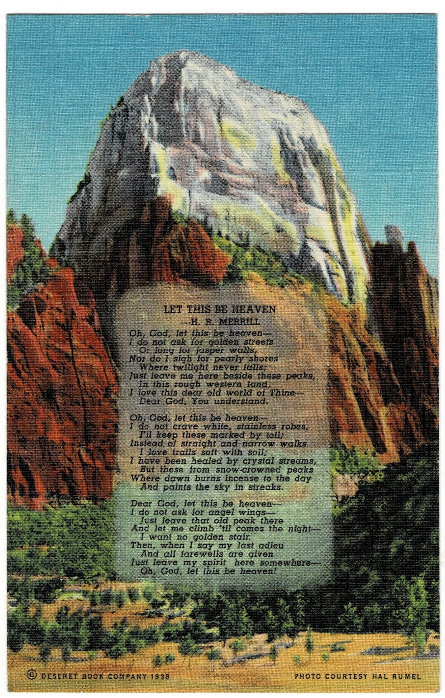 1930s Great White Throne Poem Utah Vintage Postcard.