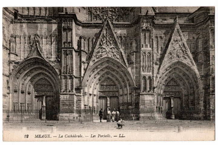 1905 Gothic Portals Meaux Cathedral France Vintage Postcard.