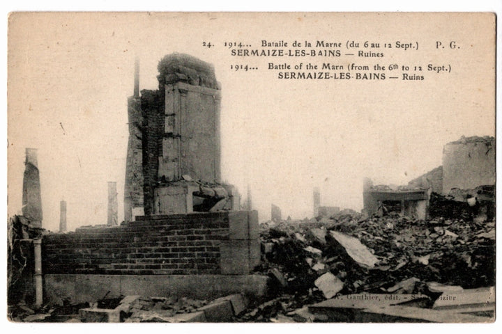 1918 WWI Ruins Sermaize-les-Bains France Postcard