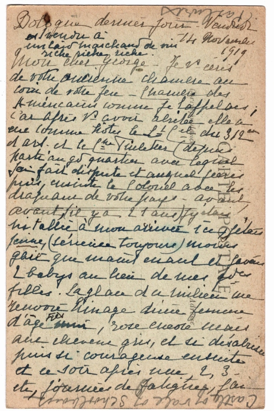 Back of a vintage postcard.